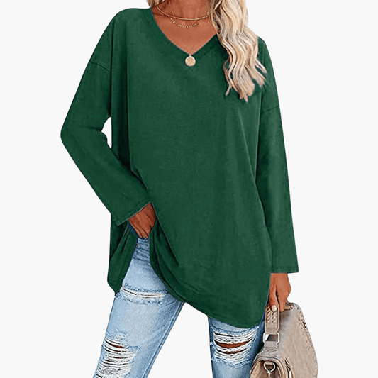 Camisa oversize para mujer con escote en V | Comodidad casual