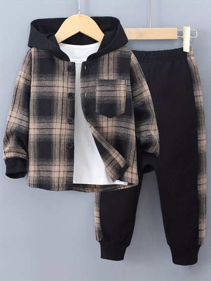 Boys' 2-Piece Lounge Set | Checked Sweatshirt and Sweatpants