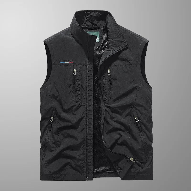 Pánský vyhřívaný tělesný návlek na zip | Vesta s límcem a stojáčkem pro outdoorové aktivity