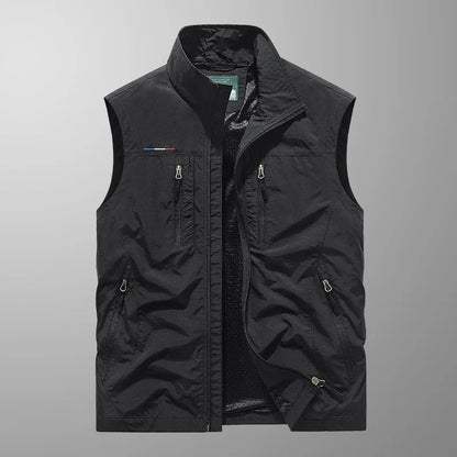 Pánský vyhřívaný tělesný návlek na zip | Vesta s límcem a stojáčkem pro outdoorové aktivity