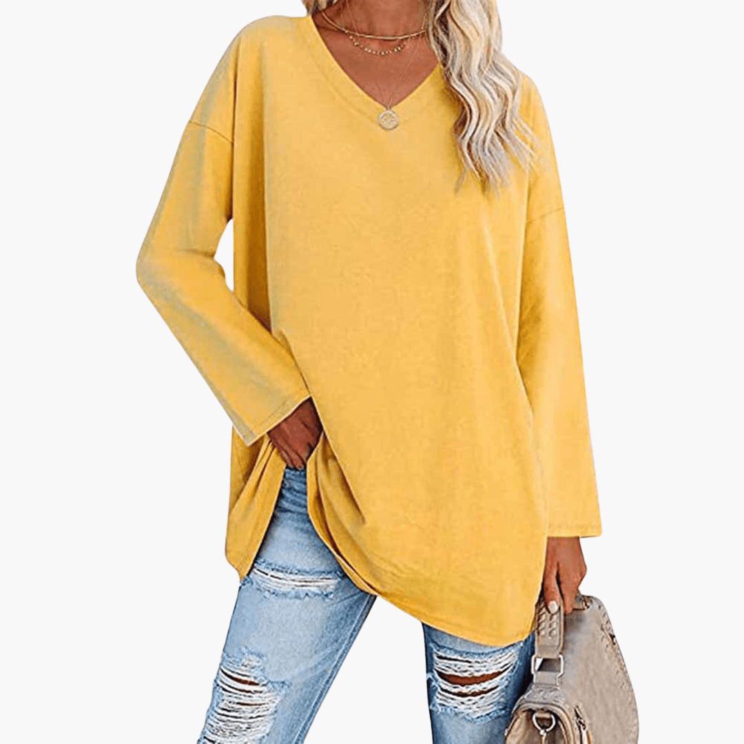 Chemise oversize pour femme avec col en V | Confort décontracté