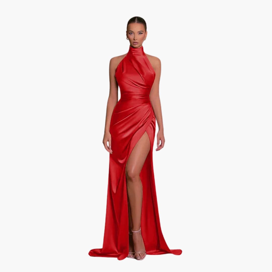 Robe de soirée satinée pour femme | Élégante robe longue de gala