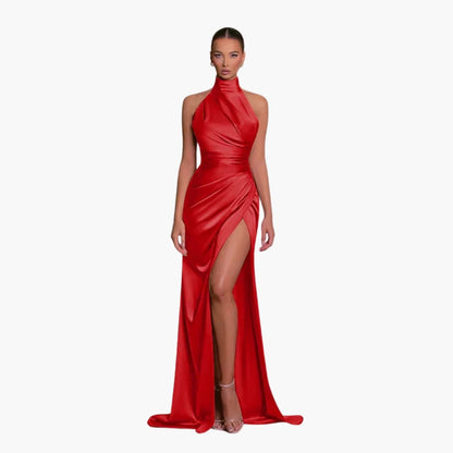 Robe de soirée satinée pour femme | Élégante robe longue de gala