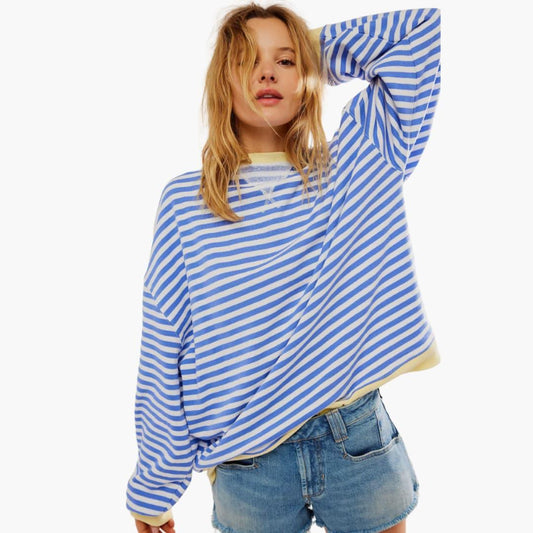 Sudadera Oversize de Mujer a Rayas | Suéter Holgado de Manga Larga