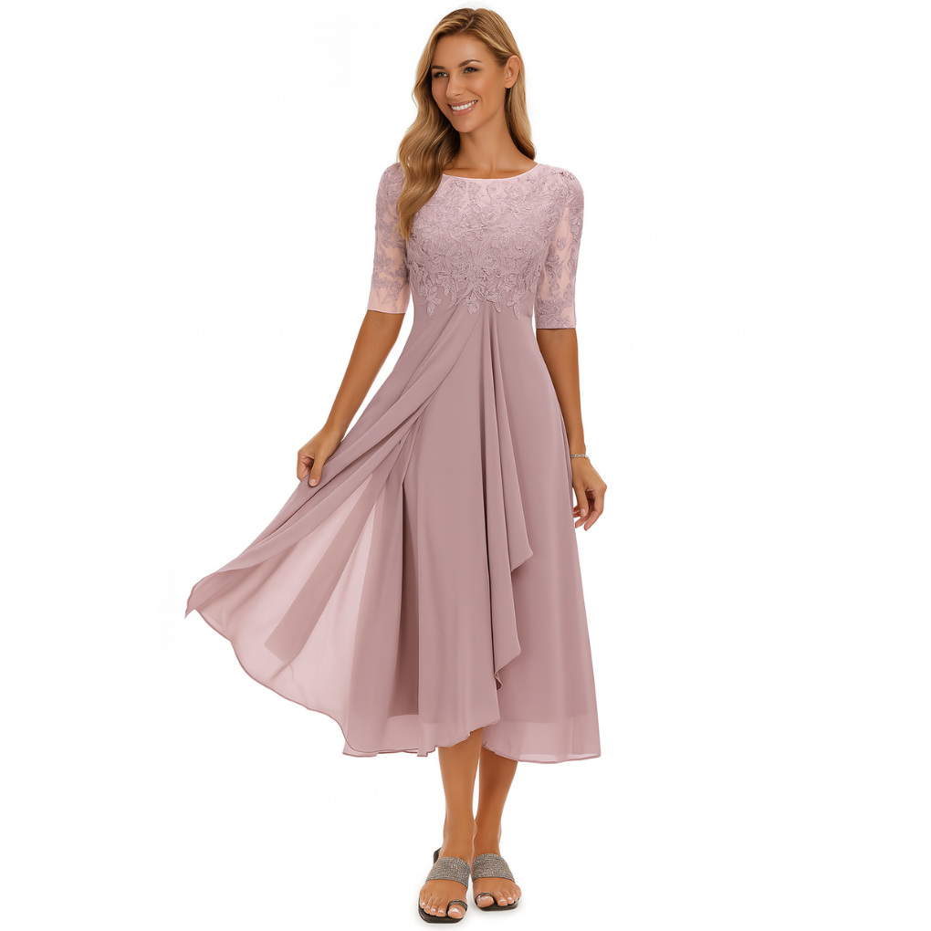 Vestido Midi de Encaje Femenino Estilo Gasa | Ocasión de Uso