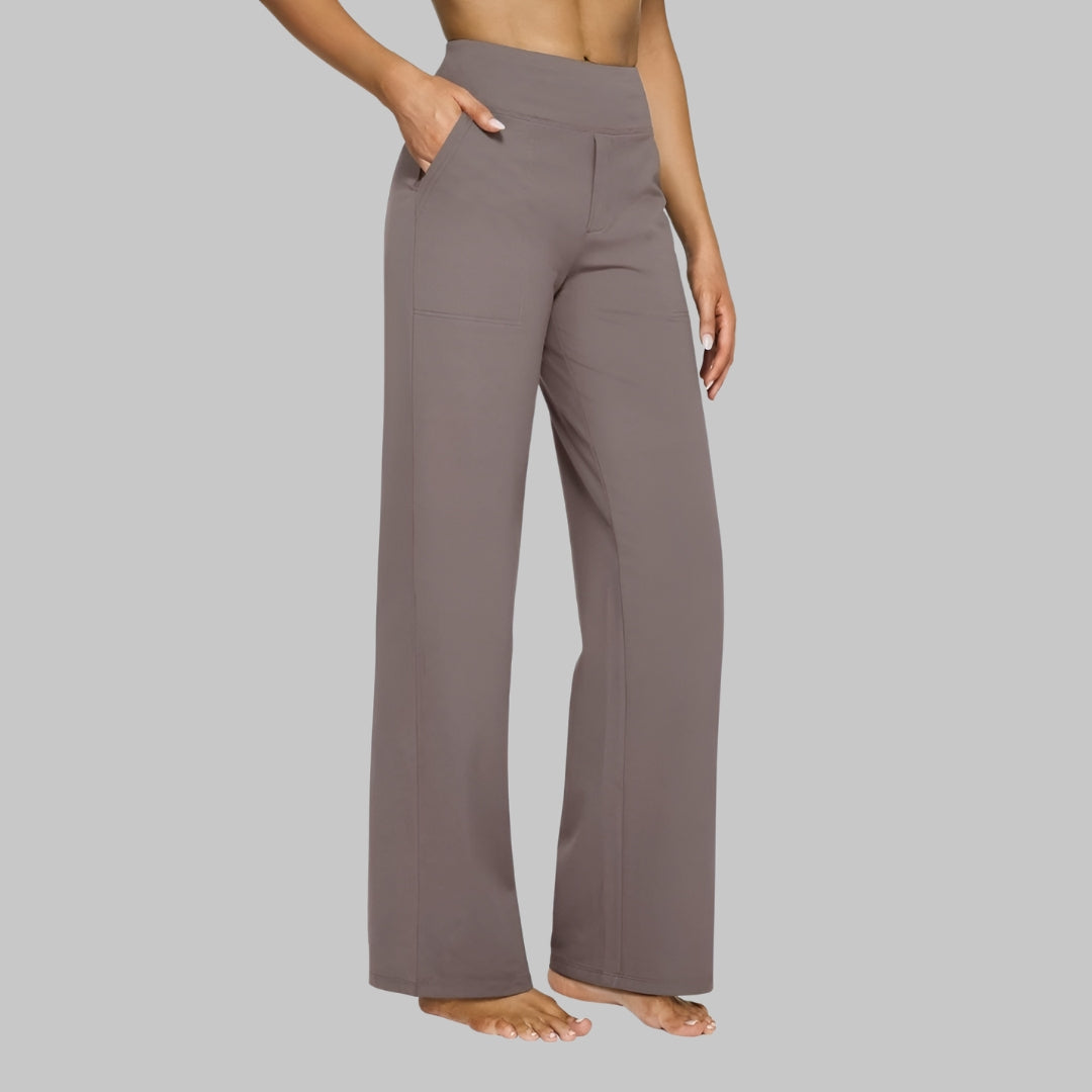 Women's Stretch Pants with High Waist and Pockets