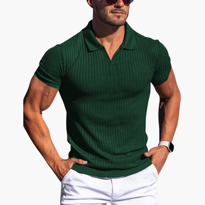 Pánské polo tričko s přiléhavým střihem a žebrovaným materiálem | Casualový top