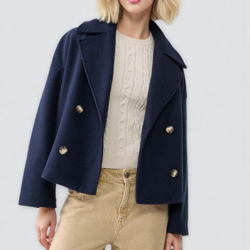 Palton damă cu două rânduri din amestec de lână