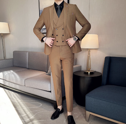 3-Częściowy Męski Zestaw Garniturowy | Dopasowany Zestaw Formalny