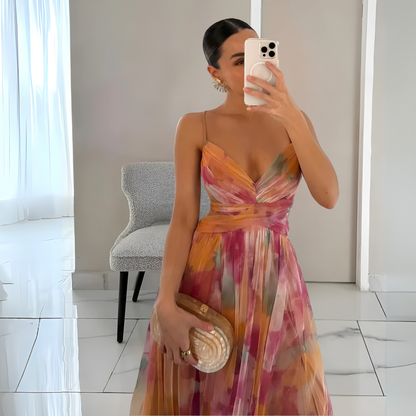Women's Multi-Layer Maxi Dress | Open Back with Tie