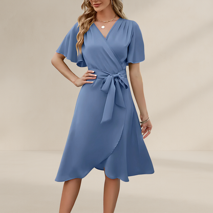 Vestito a portafoglio per donna | Scollo a V con fiocco laterale Stile estivo