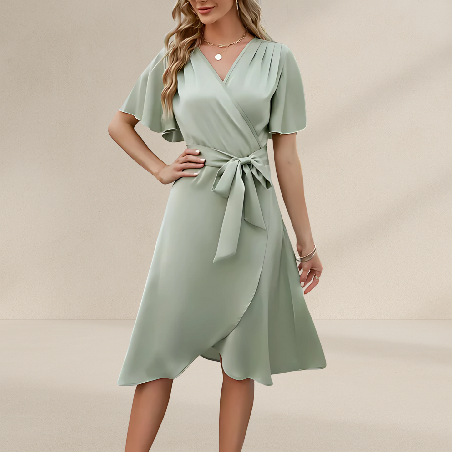 Vestito a portafoglio per donna | Scollo a V con fiocco laterale Stile estivo