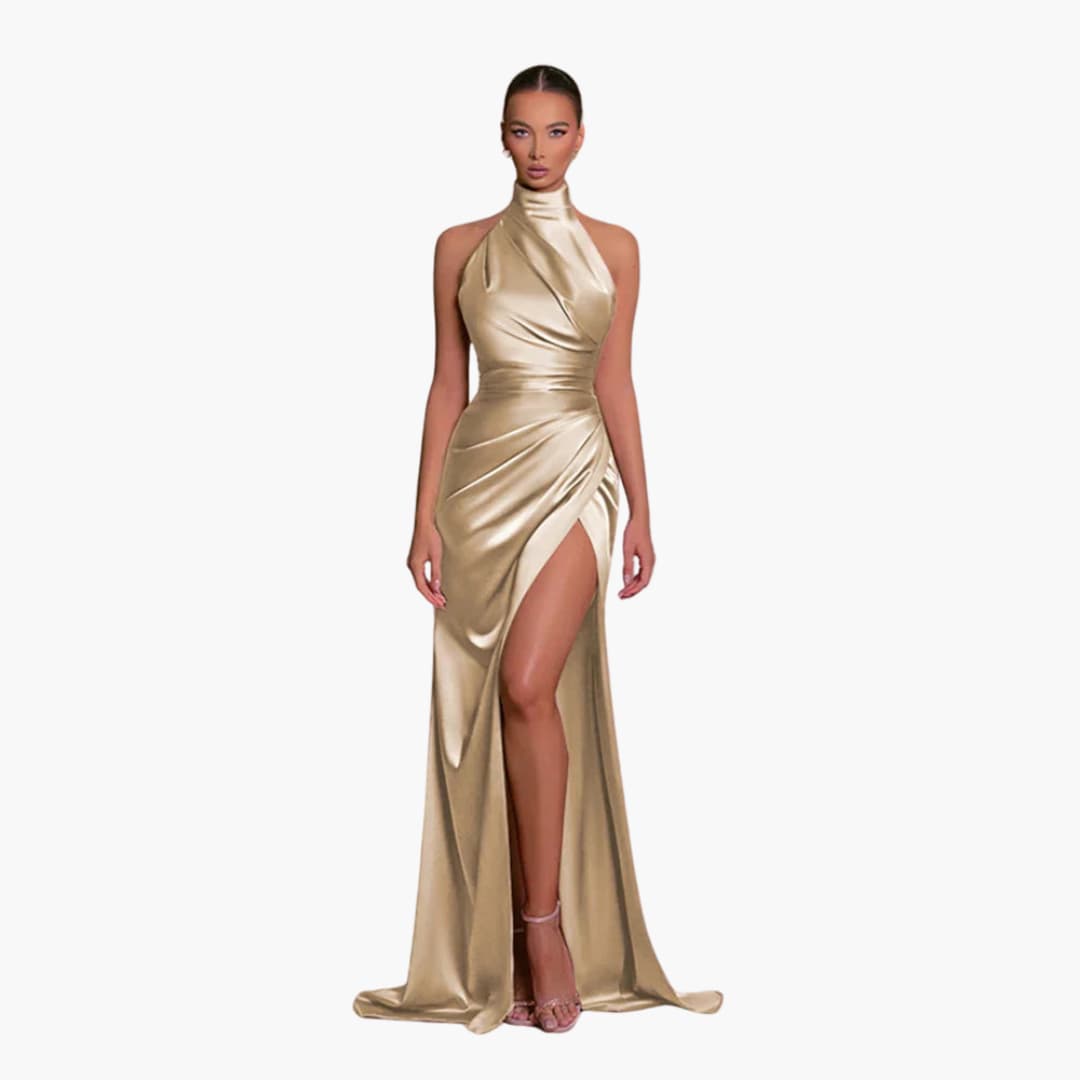 Robe de soirée satinée pour femme | Élégante robe longue de gala