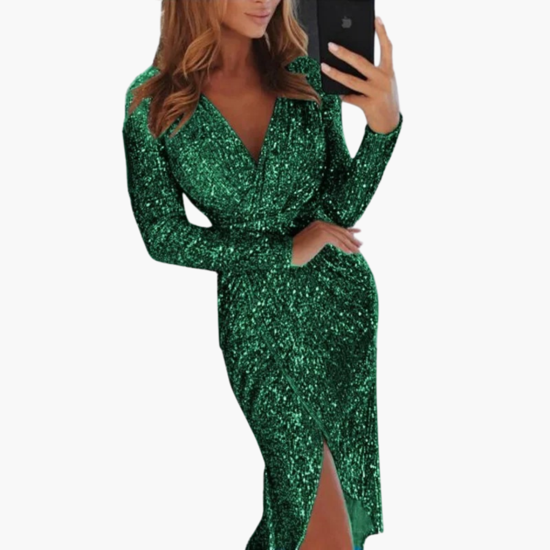Robe à Paillettes Femme Fendue | Élégante Robe de Soirée Scintillante