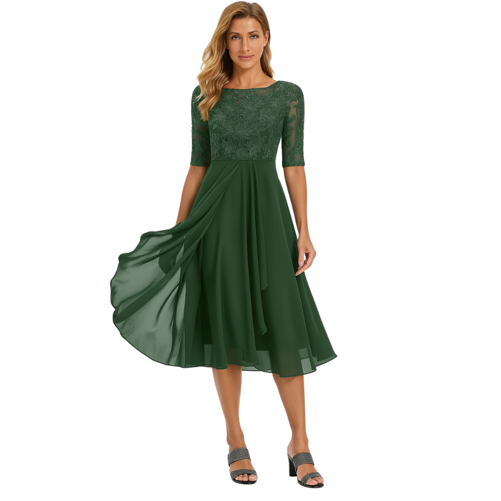 Vestido Midi de Encaje Femenino Estilo Gasa | Ocasión de Uso