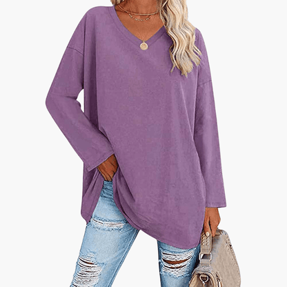 Chemise oversize pour femme avec col en V | Confort décontracté