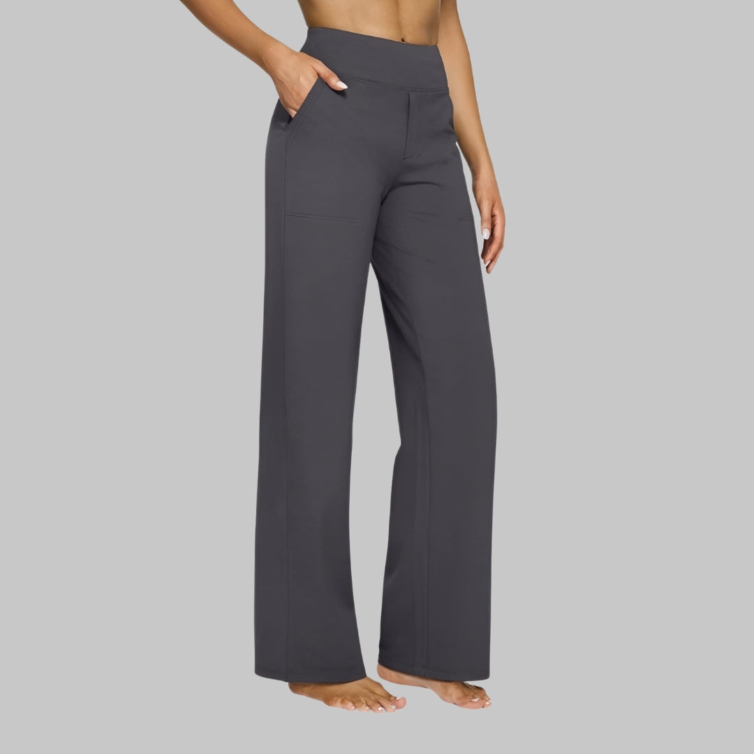 Women's Stretch Pants with High Waist and Pockets