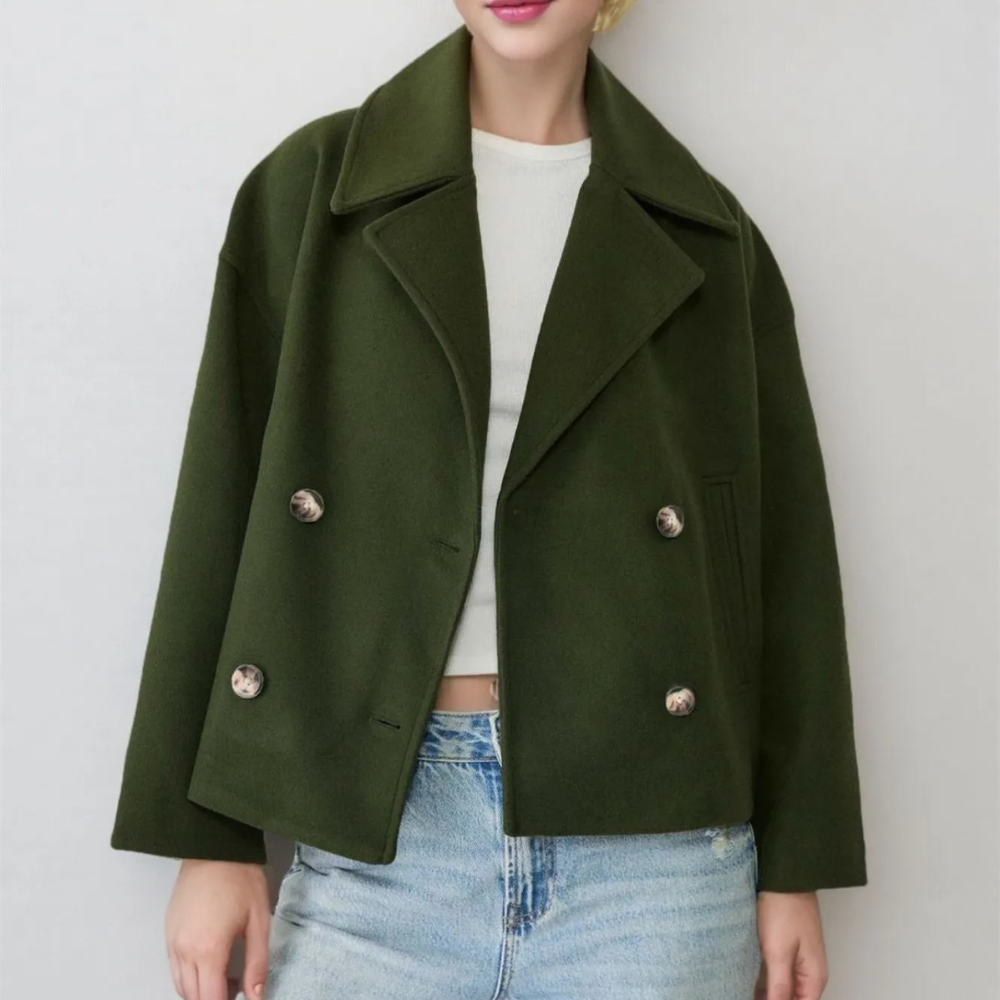 Palton damă cu două rânduri din amestec de lână