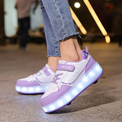 Buty na Rolkach | Popularne Trampki z Kółkami i Swiatłami LED dla Dzieci
