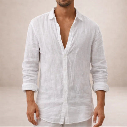 Chemise homme à manches longues style lin