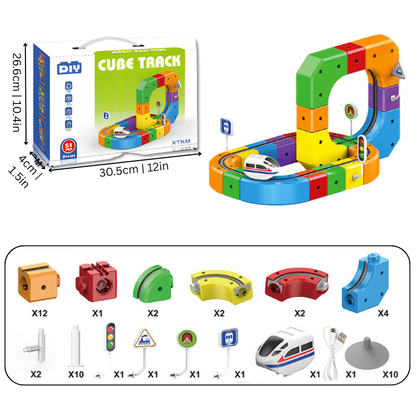 Jouet éducatif STEM avec voies modulaires et train à accumulateur | Enfants de plus de 3 ans