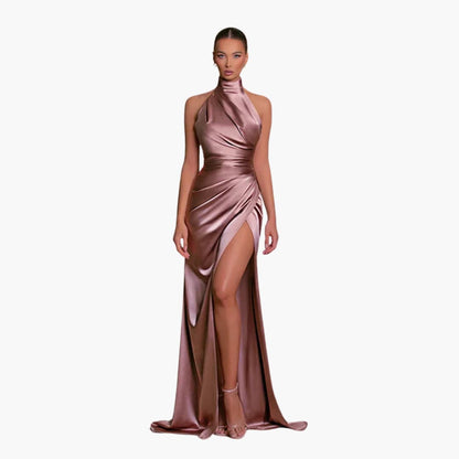 Robe de soirée satinée pour femme | Élégante robe longue de gala