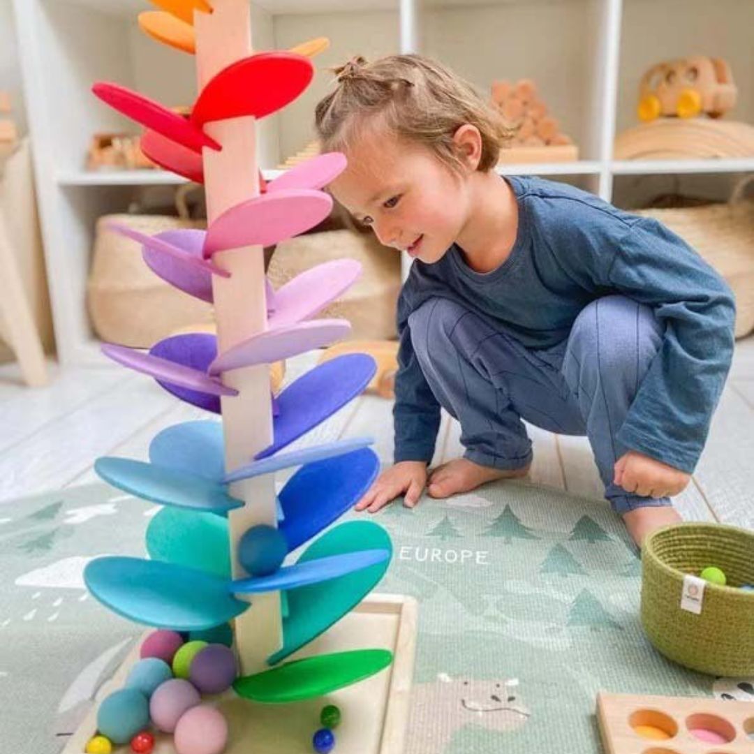 Dzieci Tęcza Drewniane Marmur Bieg | Edukacyjna Zabawka Sensoryczna