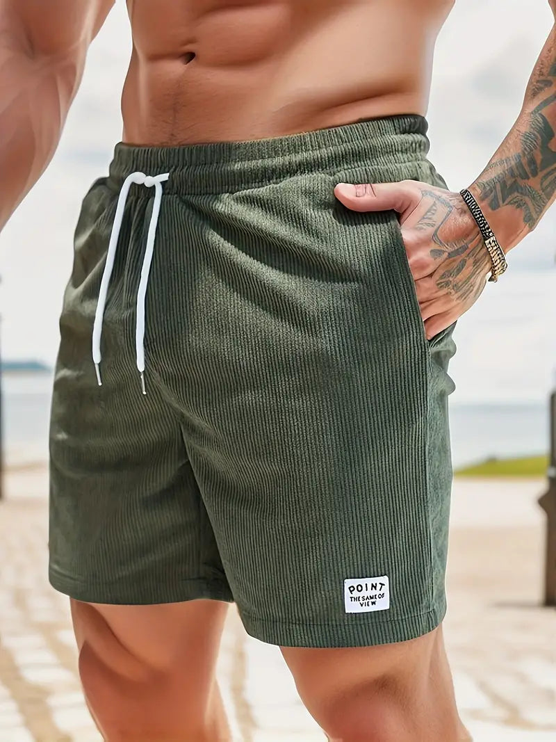 Pantaloncini estivi da uomo in velluto a coste | Vita elasticizzata, vestibilità dritta