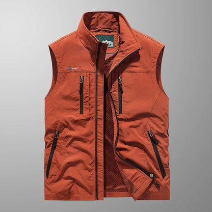 Pánský vyhřívaný tělesný návlek na zip | Vesta s límcem a stojáčkem pro outdoorové aktivity