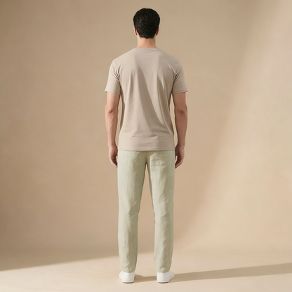 Pantaloni bărbătești în stil de in | Respirabili, cu talie elastică, croială de vară
