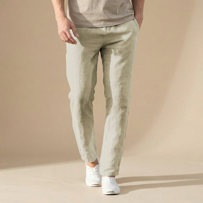 Pantaloni bărbătești în stil de in | Respirabili, cu talie elastică, croială de vară