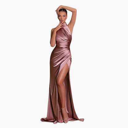 Robe de soirée satinée pour femme | Élégante robe longue de gala