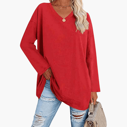 Chemise oversize pour femme avec col en V | Confort décontracté