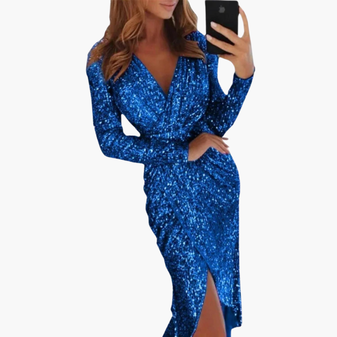 Robe à Paillettes Femme Fendue | Élégante Robe de Soirée Scintillante