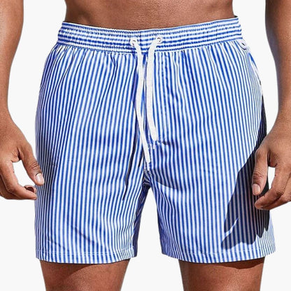 Pantalones cortos de baño para hombre con rayas | Shorts de cintura elástica