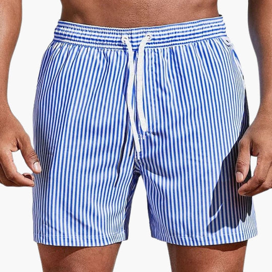 Bañadores de rayas para hombre | Pantalones cortos de baño con cintura elástica