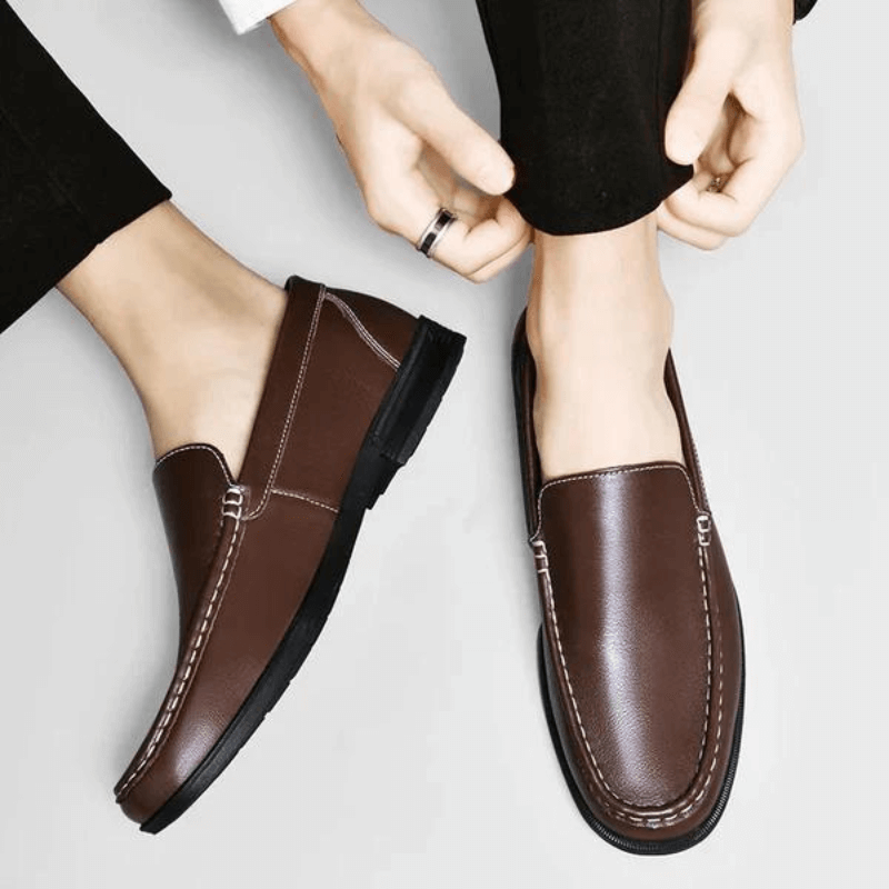 Mocassins en cuir pour hommes | Chaussures classiques à enfiler pour robe