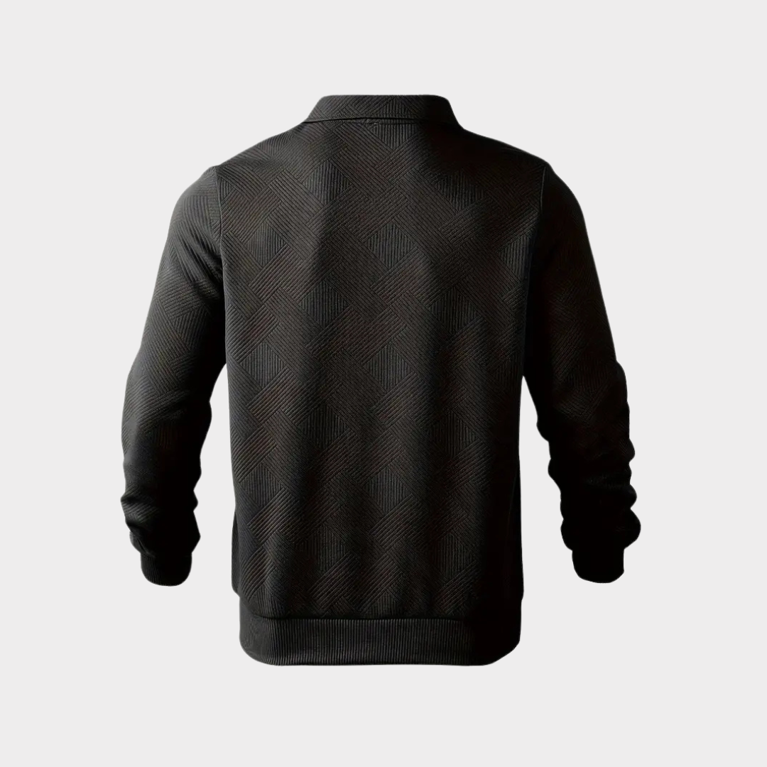 Męski Sweter z Zamkiem do Kwartał | Geometrycznym Drukuj Dzianina
