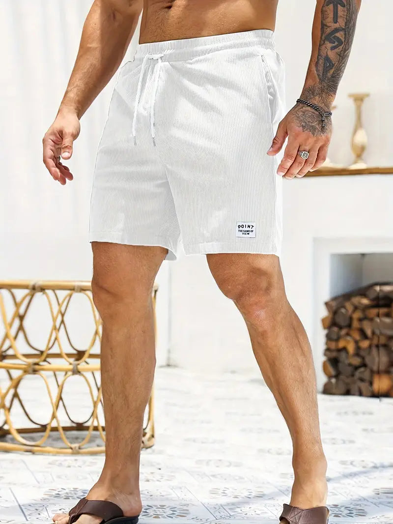 Pantaloncini estivi da uomo in velluto a coste | Vita elasticizzata, vestibilità dritta