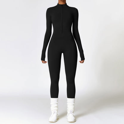 Combinaison pour femme à fermeture éclair | Vêtement de sport extensible sculptant la silhouette