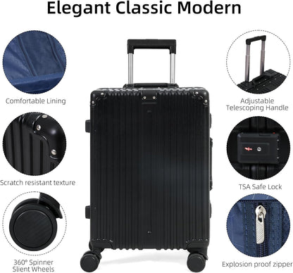 Wytrzymała Aluminiowa Walizka Podręczna | Zamkiem TSA i Cichymi Kółkami