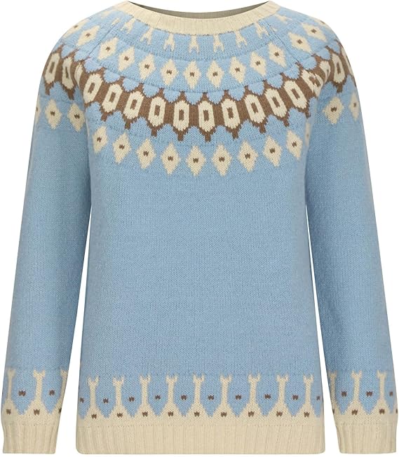 Women's Sky Blue Nordic Sweater | Relaxed Fit