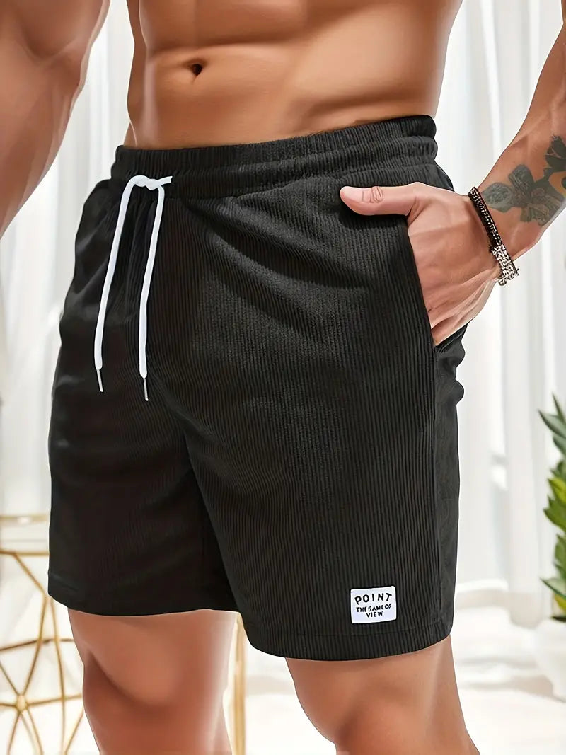 Pantaloncini estivi da uomo in velluto a coste | Vita elasticizzata, vestibilità dritta