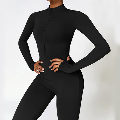 Combinaison pour femme à fermeture éclair | Vêtement de sport extensible sculptant la silhouette