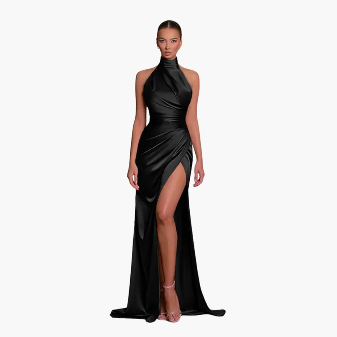 Robe de soirée satinée pour femme | Élégante robe longue de gala
