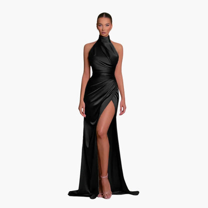 Robe de soirée satinée pour femme | Élégante robe longue de gala