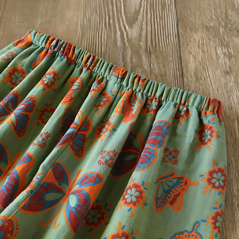 Women's 2-Piece Cotton Lounge Set | Butterfly Print Top and Pants