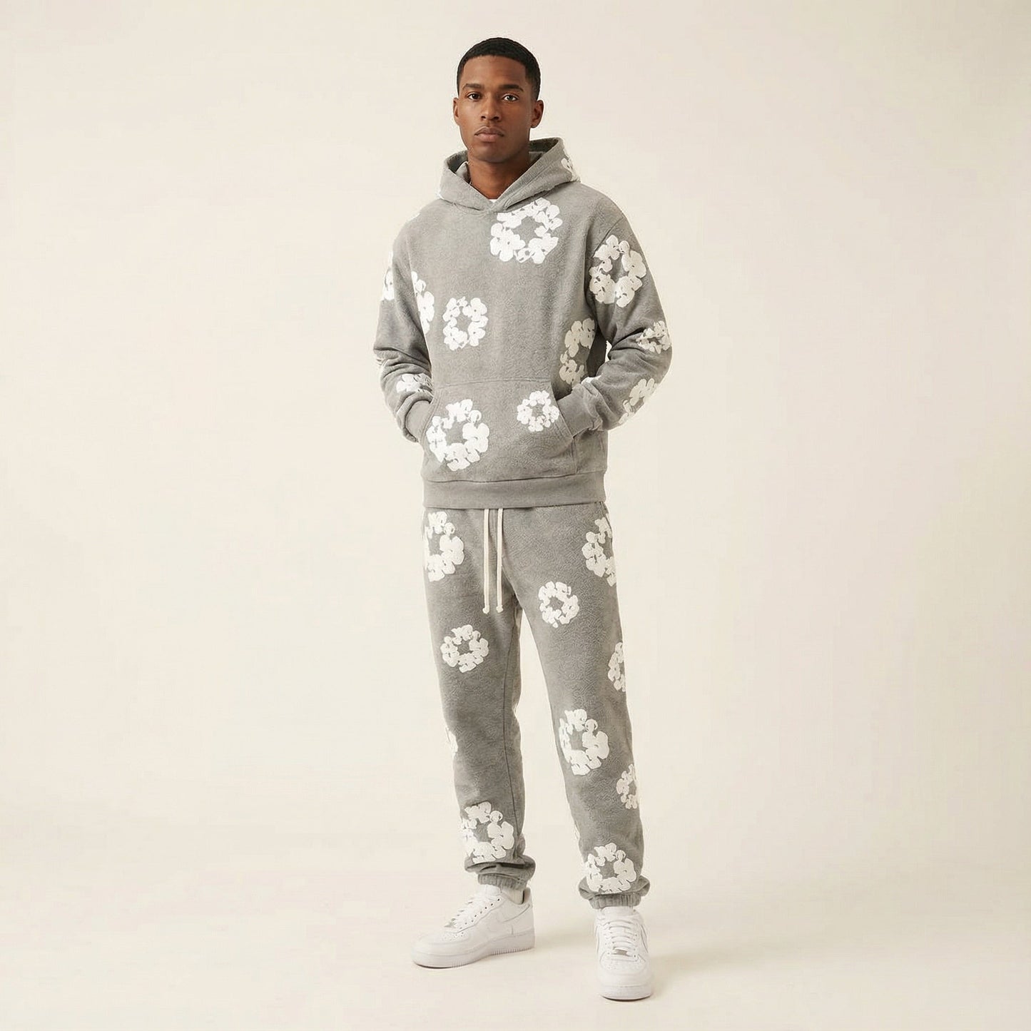 Męski Dres W Kwiatowy Nadruk | Zrelaksowany Komfort Dwuczęściowy