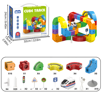 Jouet éducatif STEM avec voies modulaires et train à accumulateur | Enfants de plus de 3 ans