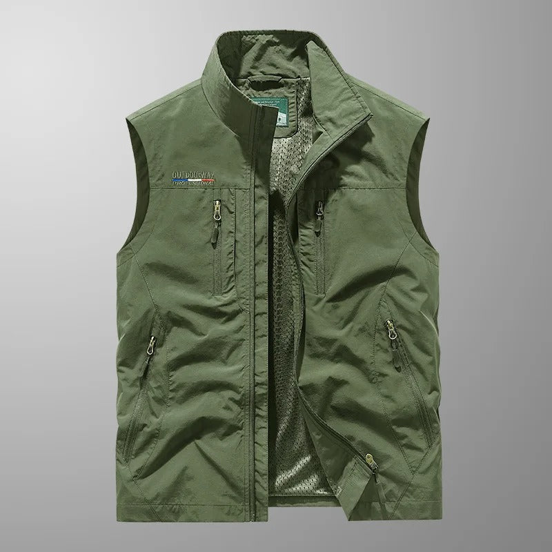 Pánský vyhřívaný tělesný návlek na zip | Vesta s límcem a stojáčkem pro outdoorové aktivity